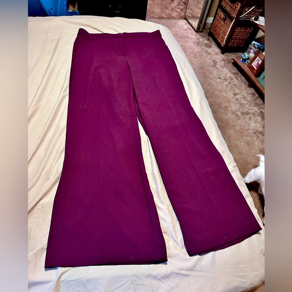 Wide leg burgundy dress pants